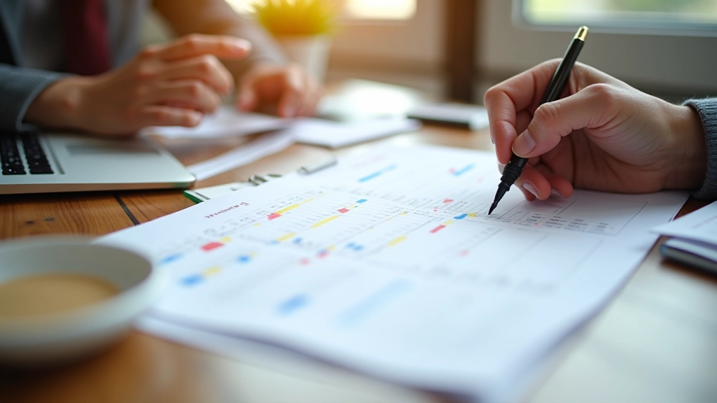 Calendar with holiday planning checklist and timeline marked with colored markers and notes