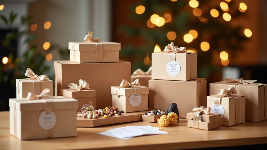 Team appreciation gift boxes in various price points stacked together