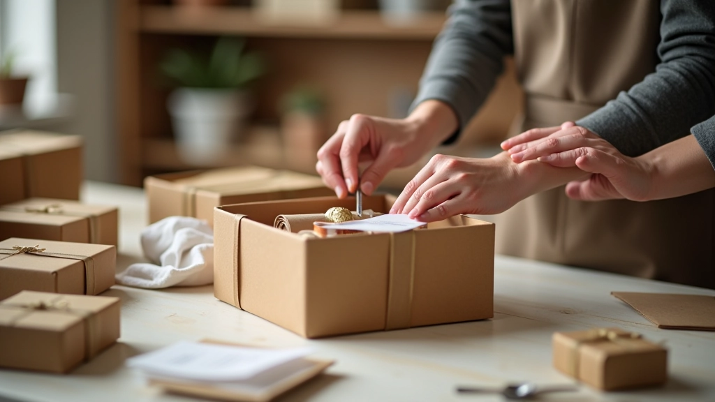 Gift box assembly process showing attention to detail