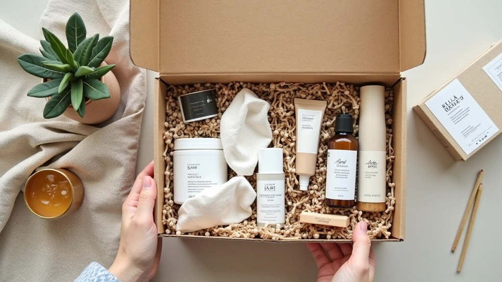 Sustainable luxury gift box with eco-friendly products and recyclable packaging